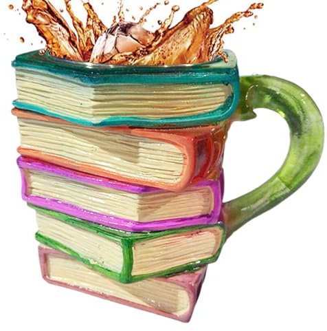 Uoqpty Taza De Libro Pintado -Taza De Café Con Libros Pintados En 3D De 11oz, Tazas De Café Con Libros Apilables, Tazas De Cafés De Vidrio Colorida Para Amantes De La Literatura