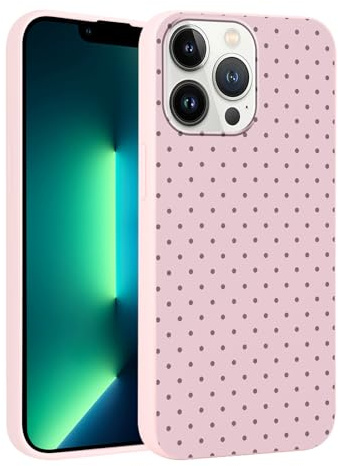 Foonary Polka Dot Phone Case for iPhone 13 Pro Cute Fashion Pattern Case 6.1, Aesthetic Trendy Stylish Design Women Girly Cover Camera Protective Slim Silicone Shockproof TPU Funda, Pink