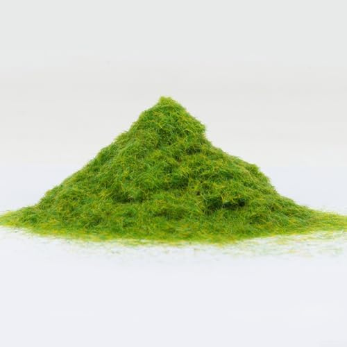 Polvo de hierba artificial de nailon para ferrocarril de 500 g, 3 mm para escenarios de diorama a escala HO, textura de follaje de césped amarillo y verde para diseños de tren, compatible con