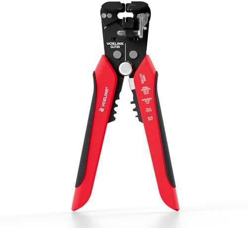 VCELINK Self-Adjusting Quick Wire Stripper, Cable Cutter & Crimper, 3-in-1 | Automatic, for 24-10 AWG Wire | Multi-Function Heavy Duty Hand Tool | Electrical Repair