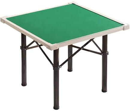 ZXTRYBHD 80 cm Großer Quadratischer Klapp-Mahjong-Tisch mit Grünem Filzbezug, Chipablagen und Getränkehaltern, Tragbarer Spieltisch für 4 Spieler für Karten- und Dominospiele(Black)