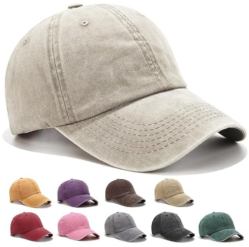 XingRuize Retro Basecap Damen Herren, Unisex Baseballkappe, 100% Baumwolle, Verstellbar Schildmütze Vintage Basecap, Einfarbig, Geeignet für Outdoor, Sport, Reisen