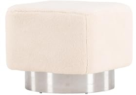 FURNLUX Newton Pouf, Textil, Beige, 45x45x38 cm, Silberfarbenes Gestell