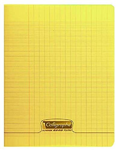 Calligraphe 18004C Un Cahier Agrafé Jaune (une Marque de Clairefontaine) - 17x22 cm - 32 Pages Grands Carreaux - Papier Blanc 90 g - Couverture Polypro Transparent