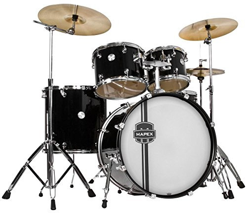 MAPEX vr5295tdkzz Voyager Rock Drum Set 5 teilig mit Becken, schwarz