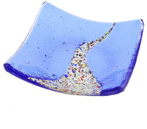 Piatto Decorativo Quadrato Murano Klimt - Blu