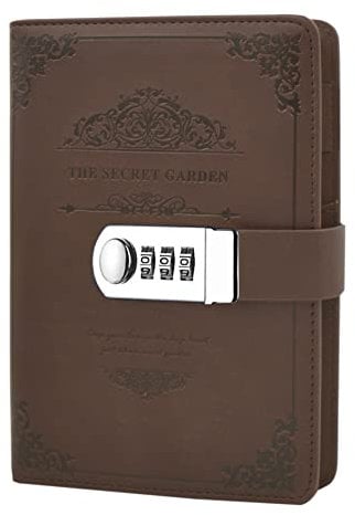Ai-life Retro Vintage PU Leder Zahlenschloss Tagebuch Schreiben Notebook Planer Organizer, Passwort Tagebuch Notizblock, Secret Tagebuch Notizbuch mit Kombinationsschloss Stift halter(200x130mm)