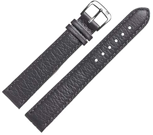 MARBURGER Uhrenarmband 18mm Leder Grau Silber XL Karabou Prägung Mit Naht - Montage Set 7541815000120