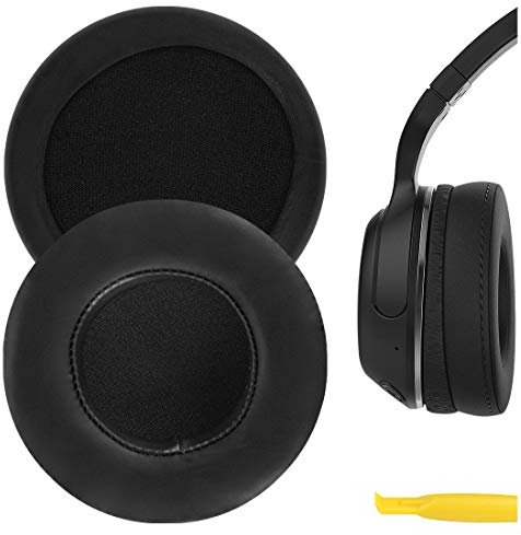 Geekria QuickFit Protein Leather Replacement Ear Pads for Skullcandy Hesh, Hesh 2 Bluetooth Wireless Headphones Ear Cushions, Headset Earpads, Ear Cups Repair Parts (Black)