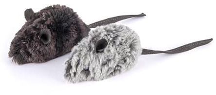 P.L.A.Y PLAY Feline Frenzy Cat Toy Mice 2 Piece | Soft mice-inspired plush cat toy featuring removable catnip, crinkle material, double outer shell.