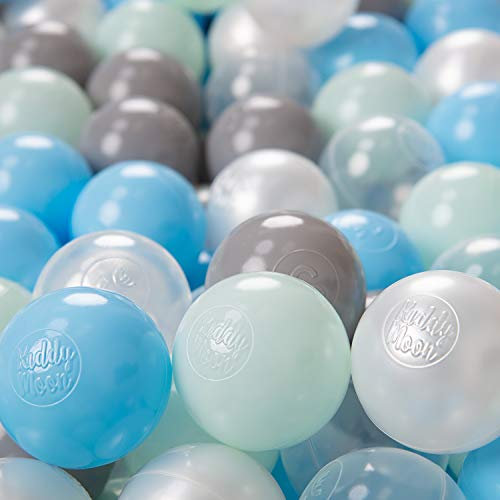 KiddyMoon 200 Bolas/6Cm Bolas Colores De Plástico para Piscina para Niños, Perla/Gris/Transparente/Azul Celeste/Menta