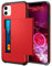Coolden for iPhone 11 Case Wallet Case Cover Armor Shockproof Protective Case Heavy Duty Hard Back Soft Bumper Phone Case Card Holder Slot Wallet Case Cover for iPhone 11 (Red)