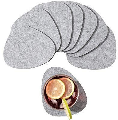 chillify Getränkeuntersetzer 8er Set I Untersetzer Filz | Tischset rutschfest hitzebeständig waschbar | Gläser- und Tassenuntersetzer I Garten geeignet I hellgrau, oval