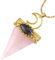 KYEYGWO Lune Collier en Pierre de Cristal Triangulaire pour Femme, Pointé Protection Pendentif en Pierre Precieuse avec Chaîne, Quartz Rose