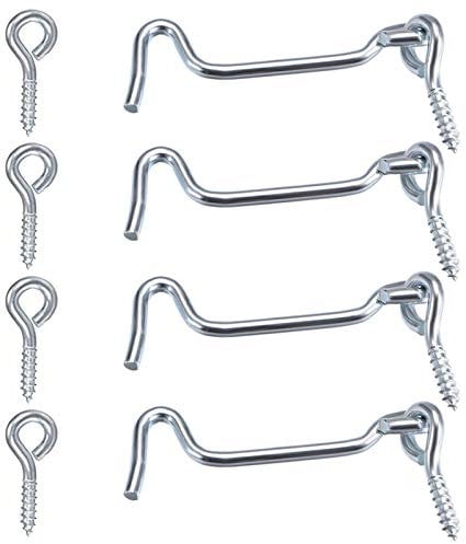 ZXUEZHENG 4Pcs 2 inches Cabin Hook Eye Latch Gate Door Swivel Window Door Hook with Mounting Screws