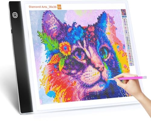 Guiseapue Leuchttisch A4 für Diamond Painting Zubehör: Einstellbare Helligkeit Diamant Painting Erwachsene, Kinder Leuchtkasten Copy Board, Light Pad für Skizzieren Animation Malen Zeichnen Designen