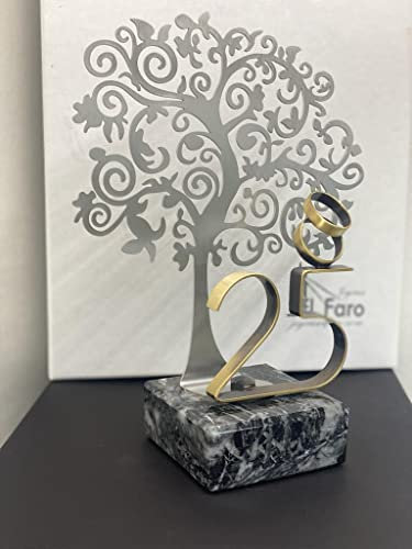 JOYERIA EL FARO | 25 Aniversario Boda | 25 Aniversario | Grabado Personalizado | Presentación en Estuche Premium | Celebra 25 años de Amor Juntos