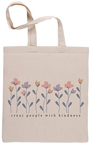 Treat People With Kindness Wiederverwendbar Einkaufstasche Reusable Beige Shopping Bag