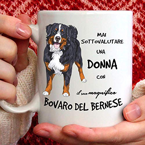 Tazza Cane Bovaro del Bernese in ceramica - 350ml. Per TE o Regalo per Donna, Amica, Mamma, Zia, Cugina, Nonna, Compleanno, Anniversario