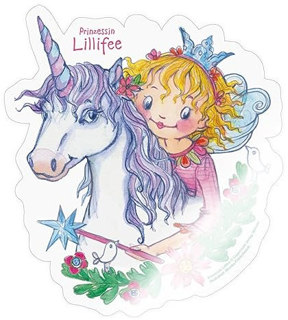 Spreadshirt Prinzessin Lillifee Auf Einhorn Rosalie Sticker, max. 10 x 10 cm, 10 x 10 cm, Transparent glänzend