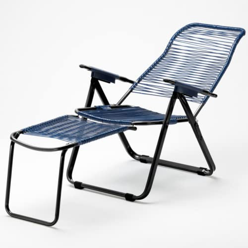 Gartenliege aus Stahl mit Seilen aus Kunststoff, Sessel mit Seilen aus Kordelzug (blau)