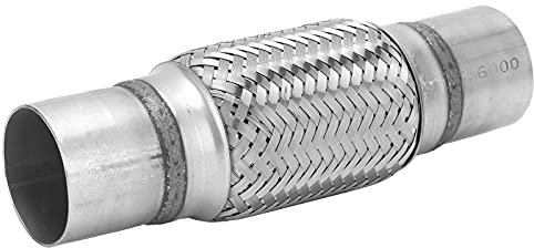 Tuyau Flexible D'échappement en Acier Inoxydable, 57x250mm Double Soufflet Tressé Argent pour Voiture Tout-terrain