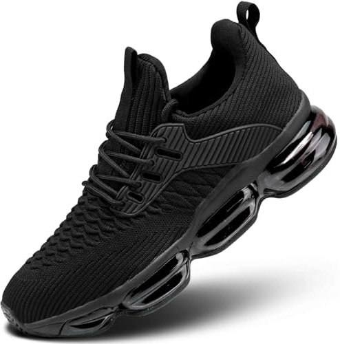 Herren Laufschuhe Air Low Top Komfort Basketball Sneakers Atmungsaktiv Mode Tennis Sport Gym Fitness Cross Sneakers, schwarz/red, 41.5 EU