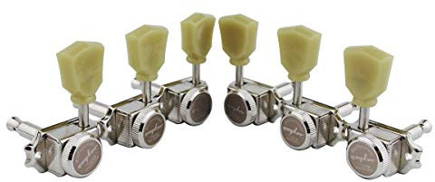 Guyker 3x3 Vintage Style Locking Guitar Machine Heads - 1:15 Ratio Lock String Deluxe Tuning Key Pegs Tuners Set Replacement for Electric, Acoustic or Folk Guitars - Nickel