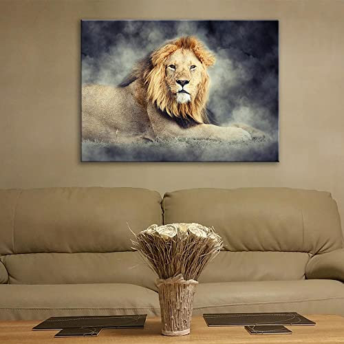 Va Art Glass, WTD Mantiburi Impression sur verre Motif lion sortant de la fumée 80 x 60 cm