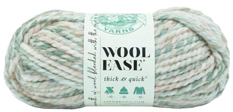 Lion Brand Yarn Wool-Ease Thick and Quick Yarn, Soft and Bulky Yarn for Knitting, Crocheting, and Crafting, 1 Pack, Seashell