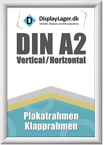 DisplayLager - A2 Weiß Klapprahmen mit 25mm Aluminium Profil, Entspiegelter Schutzscheibe, Befestigungsmaterial