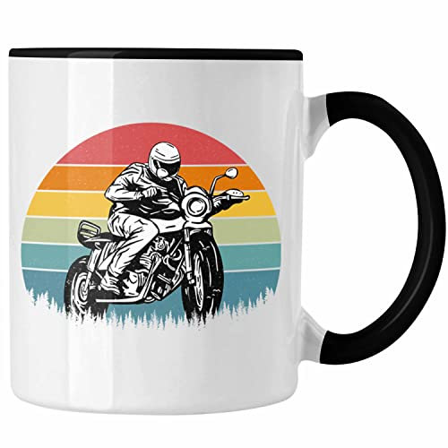 Trendation - Retro Tasse Geschenk Motorrad-Fahrer Geschenk Spruch Männer (Schwarz)