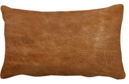 decorbox Kissenbezug mit braunem Lederdruck, 30,5 x 50,8 cm, dekorativer Kissenbezug aus Rindsleder, rustikales Bauernhaus, weicher Kissenbezug für Zuhause, Zimmer, Bett, Couch, Dekoration