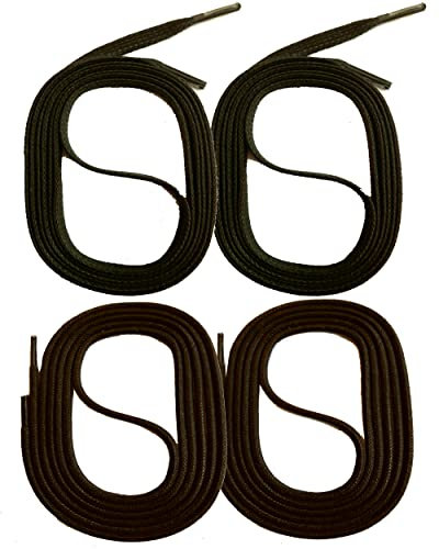SNORS 2 paia di lacci cerati, rotondi e piatti, 18 colori, 45-150 cm, resistenti agli strappi, stabili, in cotone, per lavoro, scarpe in pelle, stivali, marrone scuro., 60cm RUND 2mm