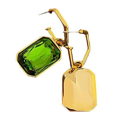 KONFEN Ohrringe Hängend Damen, 18K Gold Grüner Kristall Ohrstecker, Hängeohrringe Ohringen Antiallergische Ohrringe Ohringestecher Hypoallergen Nickelfrei Ohrmuschel Schmuck für Mädchen (Gold)