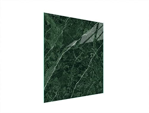DarHaus Herdabdeckplatte einteilig 45x52 cm Ceranfeld Abdeckung Glas Spritzschutz Abdeckplatte Glasplatte Herd Ceranfeldabdeckung Deko, Marmor Grün