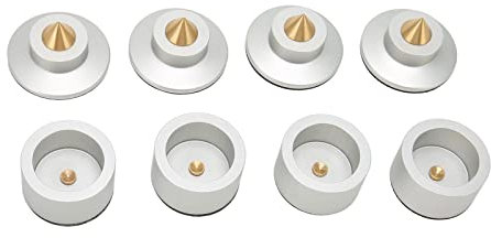 4 Sätze Lautsprecher-Isolationsfüße, Aluminium-Lautsprecher-Spikes-Basispolster, rutschfeste Stoßdämpfer-Fußrasten für Subwoofer für CD-Player-Plattenspieler, Belastung 99,2 Lb