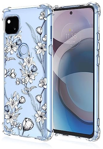 EASSGU TPU Silikon Hülle für Google Pixel 4a (4G) (5.81 Inches), Durchsichtig Farbmalerei Muster Case, Anti Drop und Anti Scratch Schutzhülle - Blumen 8