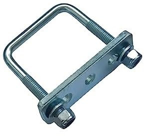 2 Stück quadratische, vierkant M12 U Schrauben, U Bolzen, U Bügel mit Gewinde, Gegenplatten, Sicherungsmuttern, Unterlegscheiben (LW42 x LH60 mm)