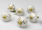 ARTISNO Keramikknäufe, Grau, für Küchenschränke, Möbel, Badezimmer, Kommoden, Schubladen, Truhen, handgefertigt, Keramik, dekorative bunte Griffe, 10 Stück'. (White & Gold, Set of 6)