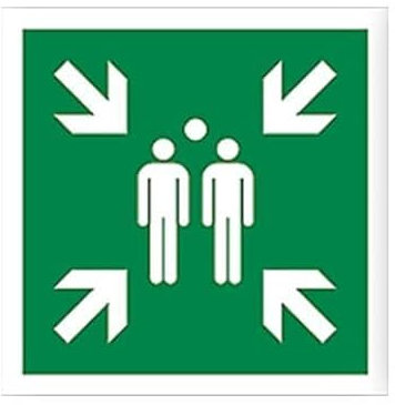 Symbol Schild Sammelplatz Sammelstelle 60 x 60 cm Alu Aluminiumplatte ISO 7010
