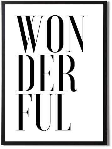 State Media Vision Wonderful - Minimalistischer Typografie-Druck - Schwarz-Weiß-Design - Moderne Wandkunst in verschiedenen Größen (wunderbarer A3-Druck)