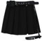 Punk Gothic Schwarz Plissee Crop Röcke Frauen Hohe Taille Gürtel Flut Grunge Goth Sexy Rock Sommer Y2K Mode Egirl Kleidung-Schwarz-Einheitsgröße