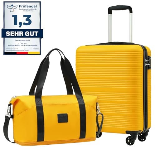 COOLIFE Handgepäck Koffer, Trolley Handgepäck 55x40x20 und Handgepäck Tasche 30L(45×36×20cm) für Ryanair Handgepäck mit 4 Spinner-Rädern, Teleskopgriff, TSA-Schloss, Leichter Handgepäck Set