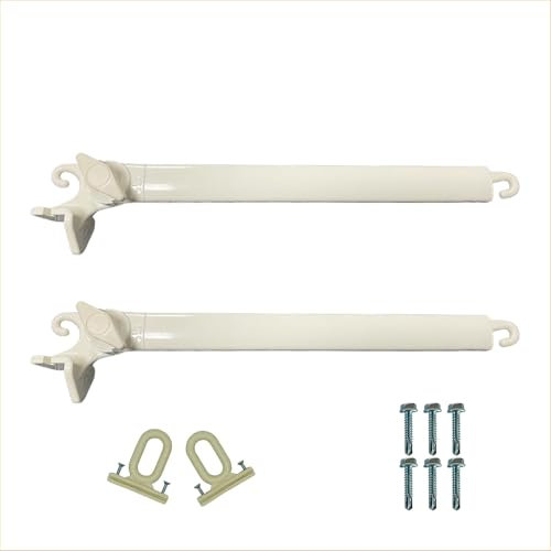 FRAMIG® Coppia braccetti in alluminio per tenda da sole a caduta con kit coppia di occhioli per terminale e viti autofilettanti. (2 - Avorio, Sporgenza 70 cm.)