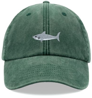 Baseballkappe mit weißem Hai, Vintage, gewaschen, Unisex, verstellbar, Bier