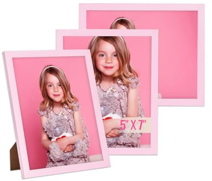 TWING Set di cornici per foto da tavolo con passepartout, per galleria, decorazione da parete, 13 x 18 cm, colore rosa chiaro, confezione da 3
