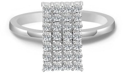 Skcess 14 Karat Weißgold Ring Damen Weiß Moissanit Runden, Ring Geometrisch Ringe Frauen Größe 57 (18.1)