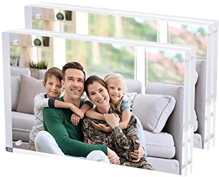 ZenMaarket 2er-Pack Acrylrahmen 10 x 15 CM, Premium-Acryl-Bilderrahmen 4 x 6 Inch magnetischer Bilderrahmen, Dicke 10 + 10 mm, selbststehender doppelseitiger Rahmen,Bilderrahmen
