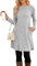 SENBATU Jumper Dress Ladies Long Sleeve Dresses for Women UK Side Buttons Tunic Dress with Pockets Medium Light Gray